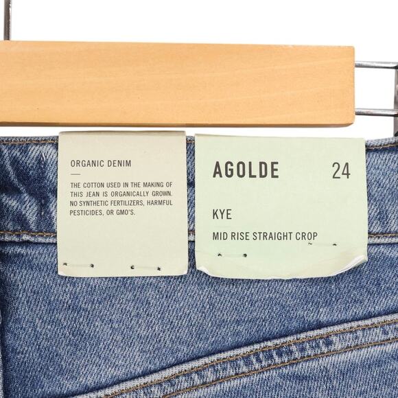 NWT Agolde Kye Mid-Rise Stretch Straight Crop In Notion Medium Wash Size 24 - Picture 9 of 10